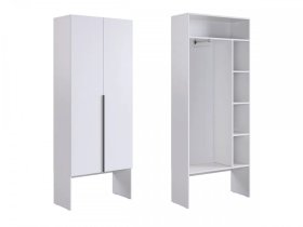 Шкаф двухдверный L800 Баско белое дерево в Муравленко - muravlenko.mebel-tymen.ru | фото