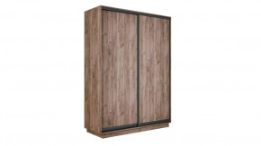 Шкаф-купе 2-х дверный «Румер-2» Дуб Крафт Табачный, Черный профиль в Муравленко - muravlenko.mebel-tymen.ru | фото