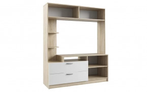 СОФИ СЦС1400.2 Гостиная №2 (ш1400*г450*в1705мм), ЛДСП дуб сонома/белый NEW в Муравленко - muravlenko.mebel-tymen.ru | фото