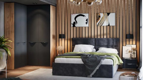 Спальный гарнитур «Глосс» №9 Яблоня Беллуно, Стекло Графит матовый в Муравленко - muravlenko.mebel-tymen.ru | фото