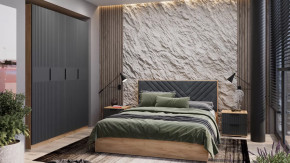 Спальный гарнитур «Хилтон» №2 Дуб Крафт золотой, Графит матовый в Муравленко - muravlenko.mebel-tymen.ru | фото