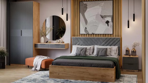 Спальный гарнитур «Хилтон» №3 Дуб Крафт золотой, Графит матовый в Муравленко - muravlenko.mebel-tymen.ru | фото