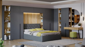 Спальный гарнитур «Порто» №3 Яблоня Беллуно, Графит софт, Велюр Confetti Stone в Муравленко - muravlenko.mebel-tymen.ru | фото