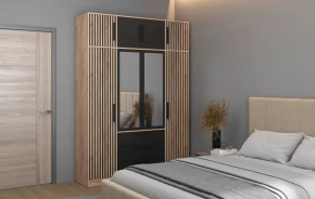 Спальный гарнитур Вегас (ЛДСП Дуб золотой / ЛДСП Черный) в Муравленко - muravlenko.mebel-tymen.ru | фото