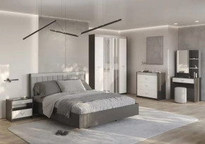 СТЕФАНИ Спальня №1, ЛДСП Графит-МДФ Серый софт/ЛДСП Рамух белый в Муравленко - muravlenko.mebel-tymen.ru | фото