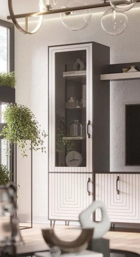 Стеклопенал Квадро М-1 серый графит/софт вайт в Муравленко - muravlenko.mebel-tymen.ru | фото