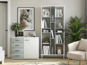 Стеллаж с комодом Asti и Nova Белый-Бетон в Муравленко - muravlenko.mebel-tymen.ru | фото