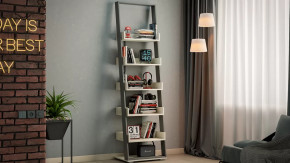 Стеллаж тип 15 Дуб крафт белый, Графит Серый в Муравленко - muravlenko.mebel-tymen.ru | фото