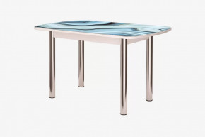 Стол Бостон 2, фотопечать Агат, белый/хром в Муравленко - muravlenko.mebel-tymen.ru | фото