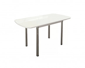 Стол Бостон-3 раздвижной, белый глянец, хром брифинг в Муравленко - muravlenko.mebel-tymen.ru | фото