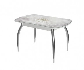 Стол Бостон-3 раздвижной, Флоренс, фотопечать/хром триумф в Муравленко - muravlenko.mebel-tymen.ru | фото