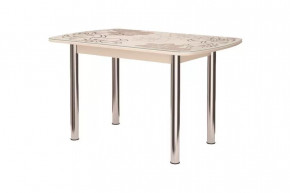 Стол Бостон-3 раздвижной, ваниль, фотопечать/хром брифинг в Муравленко - muravlenko.mebel-tymen.ru | фото