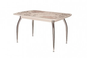 Стол Бостон-3 раздвижной, ваниль, фотопечать/хром триумф в Муравленко - muravlenko.mebel-tymen.ru | фото