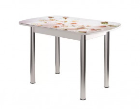 Стол Бостон ф/п Сакура, 900*600 мм, белый/хром брифинг в Муравленко - muravlenko.mebel-tymen.ru | фото