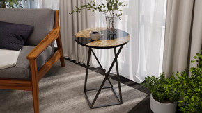 Стол журнальный ДП 1-03-05 исп. 2 Черный, Стекло с рисунком Слэб черный в Муравленко - muravlenko.mebel-tymen.ru | фото