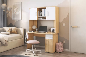 Стол компьютерный Лайт К2 дуб сонома/белый в Муравленко - muravlenko.mebel-tymen.ru | фото