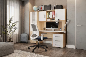 Стол компьютерный Лайт К3 дуб сонома/белый в Муравленко - muravlenko.mebel-tymen.ru | фото