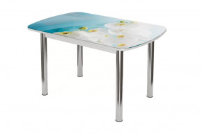 Стол овальный Бостон-2 Белая орхидея, 1100*700 мм, хром брифинг в Муравленко - muravlenko.mebel-tymen.ru | фото