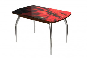 Стол овальный Бостон-2 Красная гербера/венге 1100*700 мм, хром триумф в Муравленко - muravlenko.mebel-tymen.ru | фото