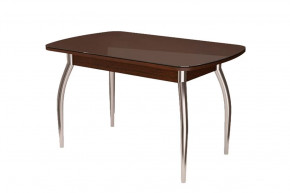 Стол овальный Бостон 2 Шоколад фотопечать/хром триумф в Муравленко - muravlenko.mebel-tymen.ru | фото
