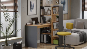 Стол письменный тип 16 Графит Серый/Дуб Крафт Золотой в Муравленко - muravlenko.mebel-tymen.ru | фото