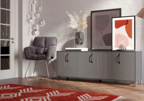 Тумба Квадро М-6, ЛДСП серый графит/МДФ софт графит в Муравленко - muravlenko.mebel-tymen.ru | фото