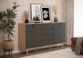 Тумба многофункциональная 6-56002 Дуб Крафт Табачный/Графит в Муравленко - muravlenko.mebel-tymen.ru | фото