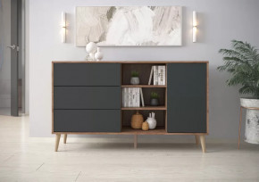 Тумба многофункциональная 6-56003 Дуб Крафт Табачный/Графит в Муравленко - muravlenko.mebel-tymen.ru | фото