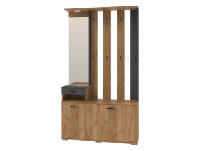 Вешалка с зеркалом Бостон Секция-7 Дуб Вотан/Антрацит в Муравленко - muravlenko.mebel-tymen.ru | фото